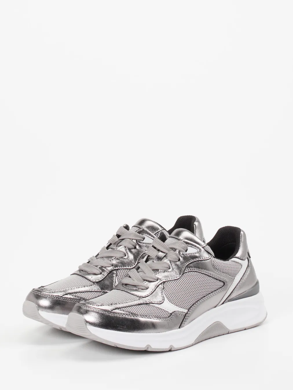 – Chunky-Sneaker aus Metallicleder silber-Gabor Comfort Outlet