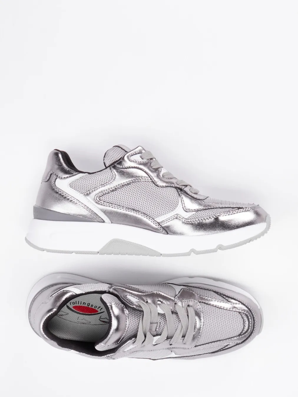 – Chunky-Sneaker aus Metallicleder silber-Gabor Comfort Outlet