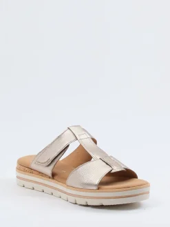 – Komfort-Pantolette aus Metallicleder Champagner-Gabor Comfort New