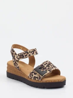 – Sandale aus geprägtem Leder mit Leoprint-Gabor Comfort Hot