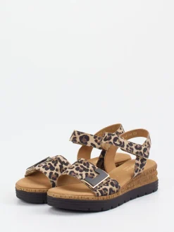 – Sandale aus geprägtem Leder mit Leoprint-Gabor Comfort Hot