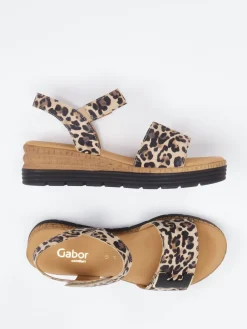 – Sandale aus geprägtem Leder mit Leoprint-Gabor Comfort Hot