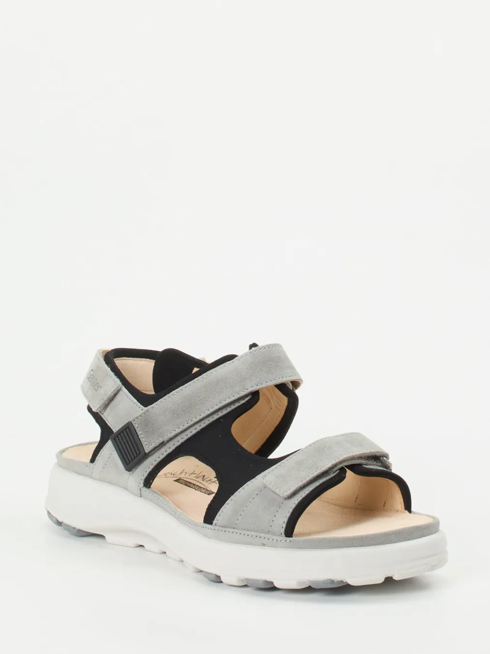 – Komfortsandale aus Veloursleder hellgrau-Ganter Outlet