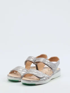 – Komfortsandalen aus geprägtem Leder silberfarben-Ganter