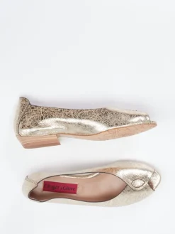 Ginger & Glove – Peep-Toe-Ballerinas aus Metallicleder-Ginger u0026 Glove New