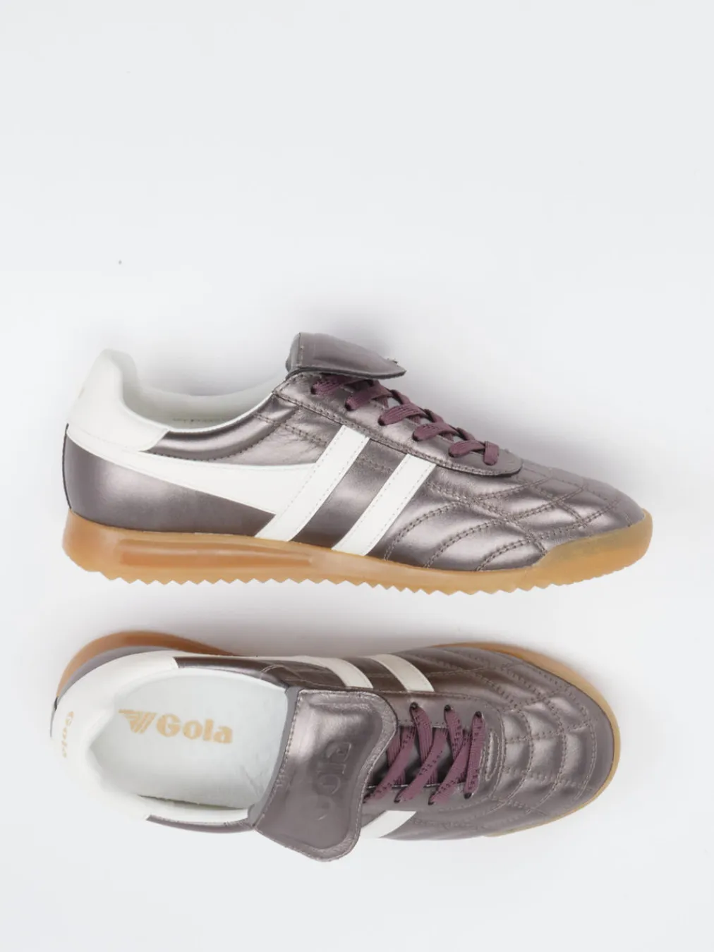 – Retro-Sneaker aus Leder in Metallic-Violett-Gola Clearance