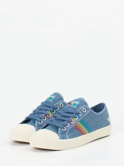 – Sneaker aus Canvas in Jeans mit Stickerei-Gola