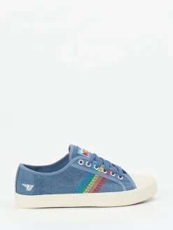 – Sneaker aus Canvas in Jeans mit Stickerei-Gola