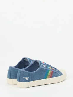 – Sneaker aus Canvas in Jeans mit Stickerei-Gola