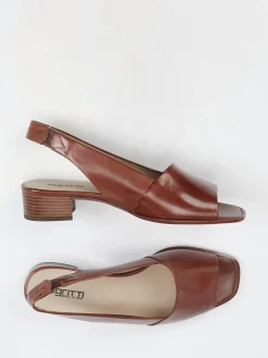 – Slingback-Sandalen aus Kalbleder Cognac-Gritti Hot