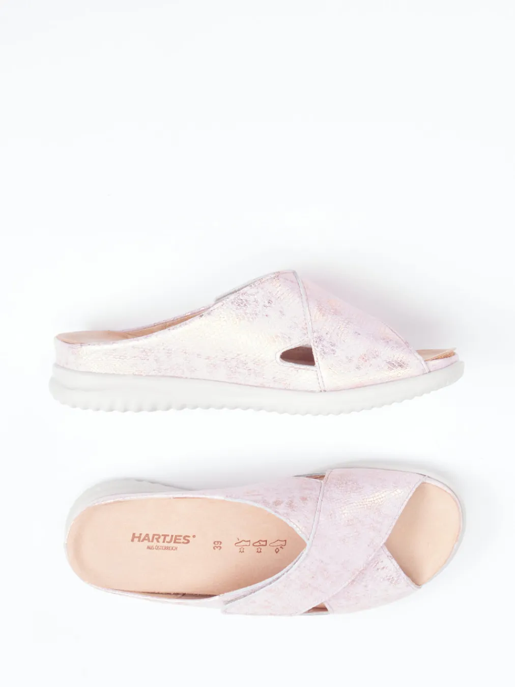 – Pantolette aus geprägtem Leder rosé-metallic-Hartjes