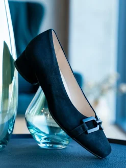 – Blockabsatz-Pumps aus Veloursleder Dunkel-Hassia Best