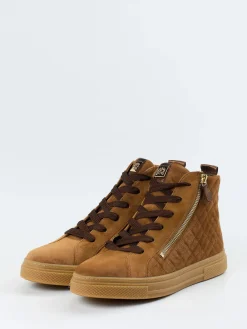 – High-Top-Sneaker aus Veloursleder cognac-Hassia Outlet