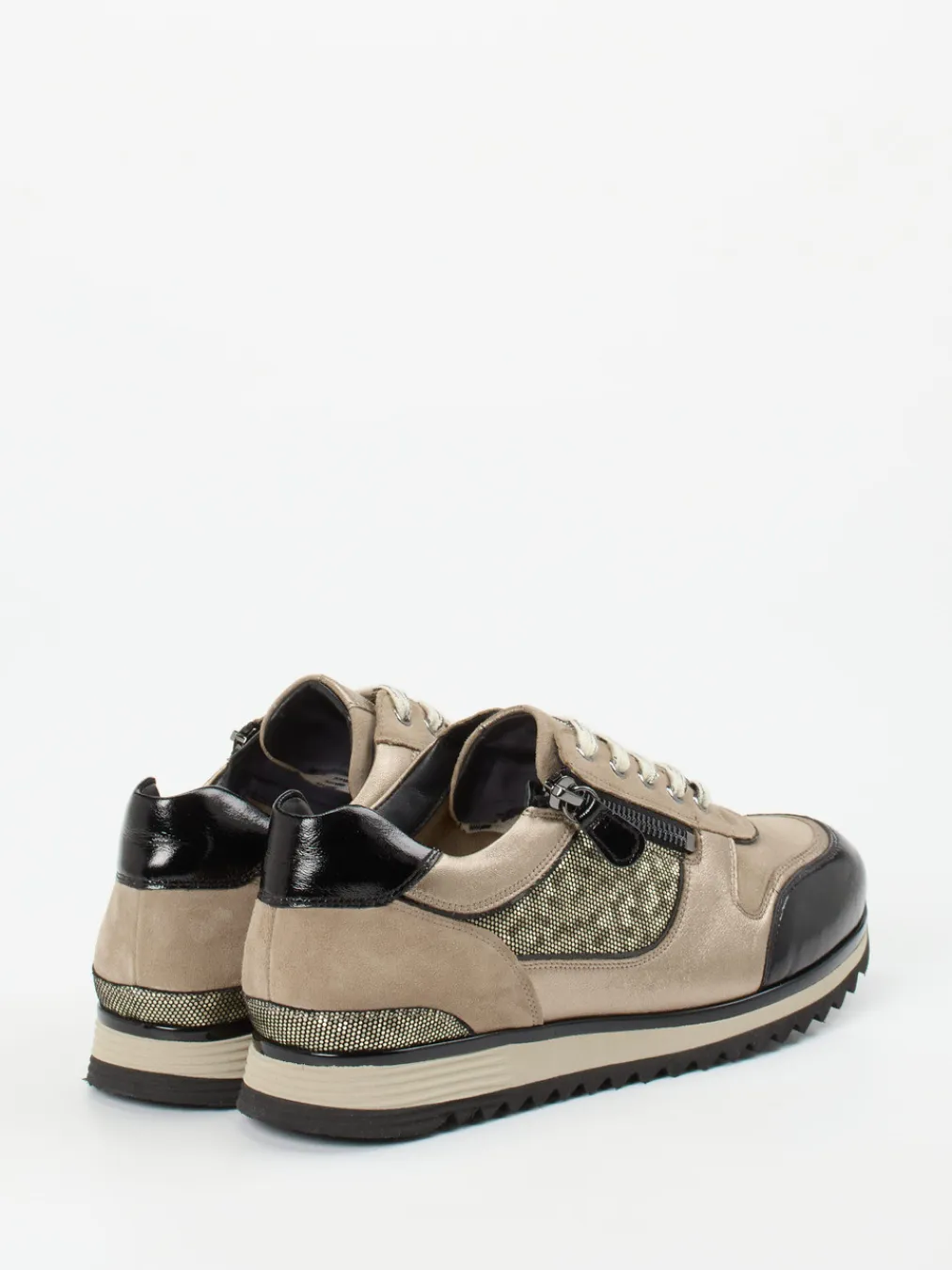 – Sneaker aus Metallicleder und Velours-Hassia New