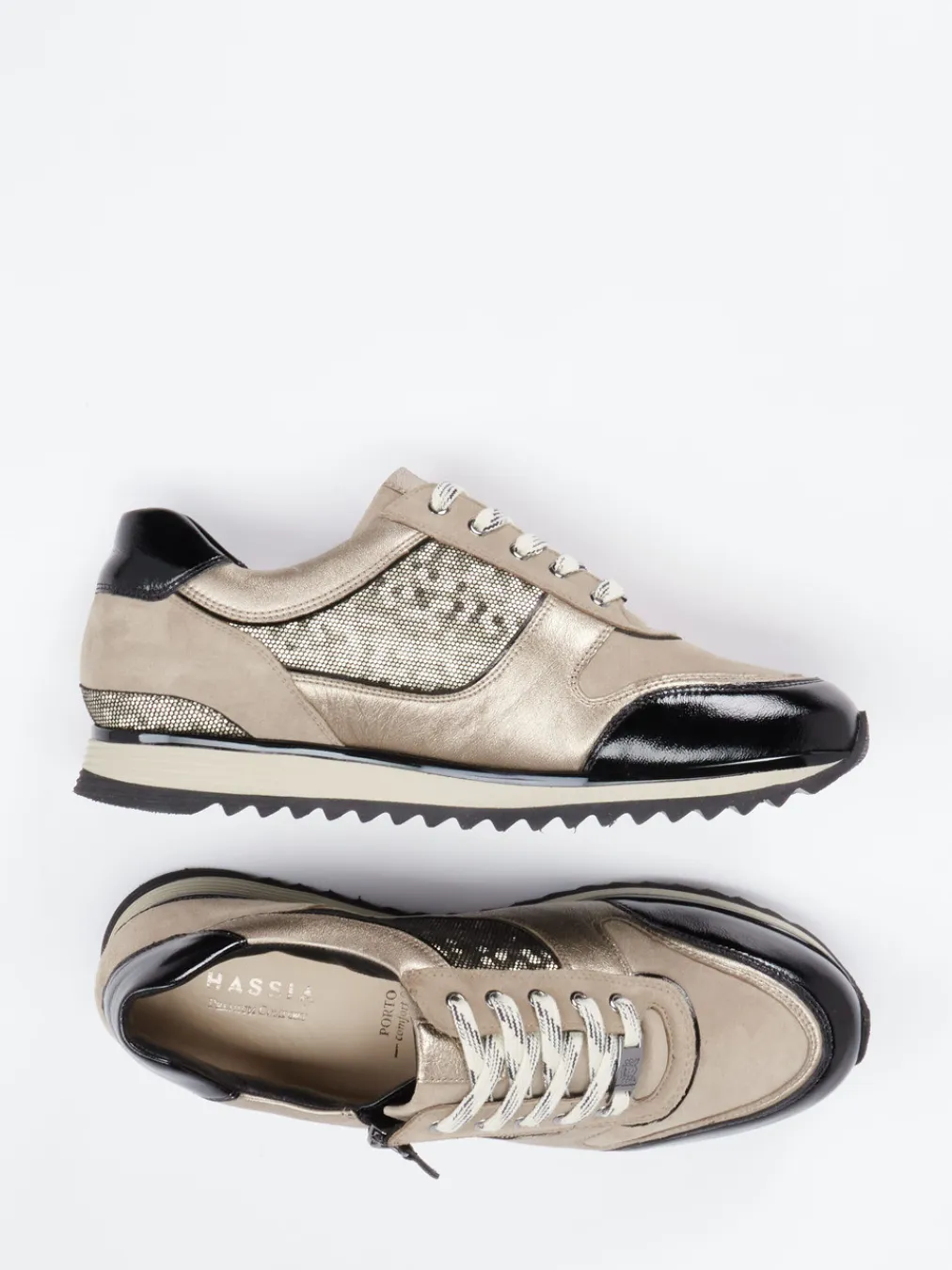 – Sneaker aus Metallicleder und Velours-Hassia New