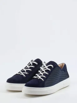 – Sneaker aus Veloursleder und Mesh dunkel-Hassia