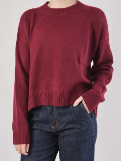 – Feinstrickpullover aus Kaschmir in Bordeaux-HURRAY Outlet
