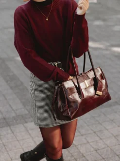 – Feinstrickpullover aus Kaschmir in Bordeaux-HURRAY Outlet