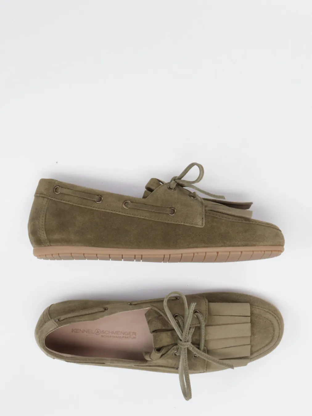 Kennel & Schmenger – Fransen-Loafer aus Veloursleder Oliv-Kennel u0026 Schmenger Sale