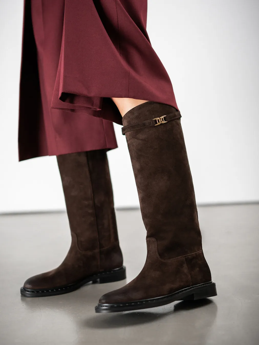 Kennel & Schmenger – Kniehohe Stiefel aus Veloursleder Dunkel-Kennel u0026 Schmenger New