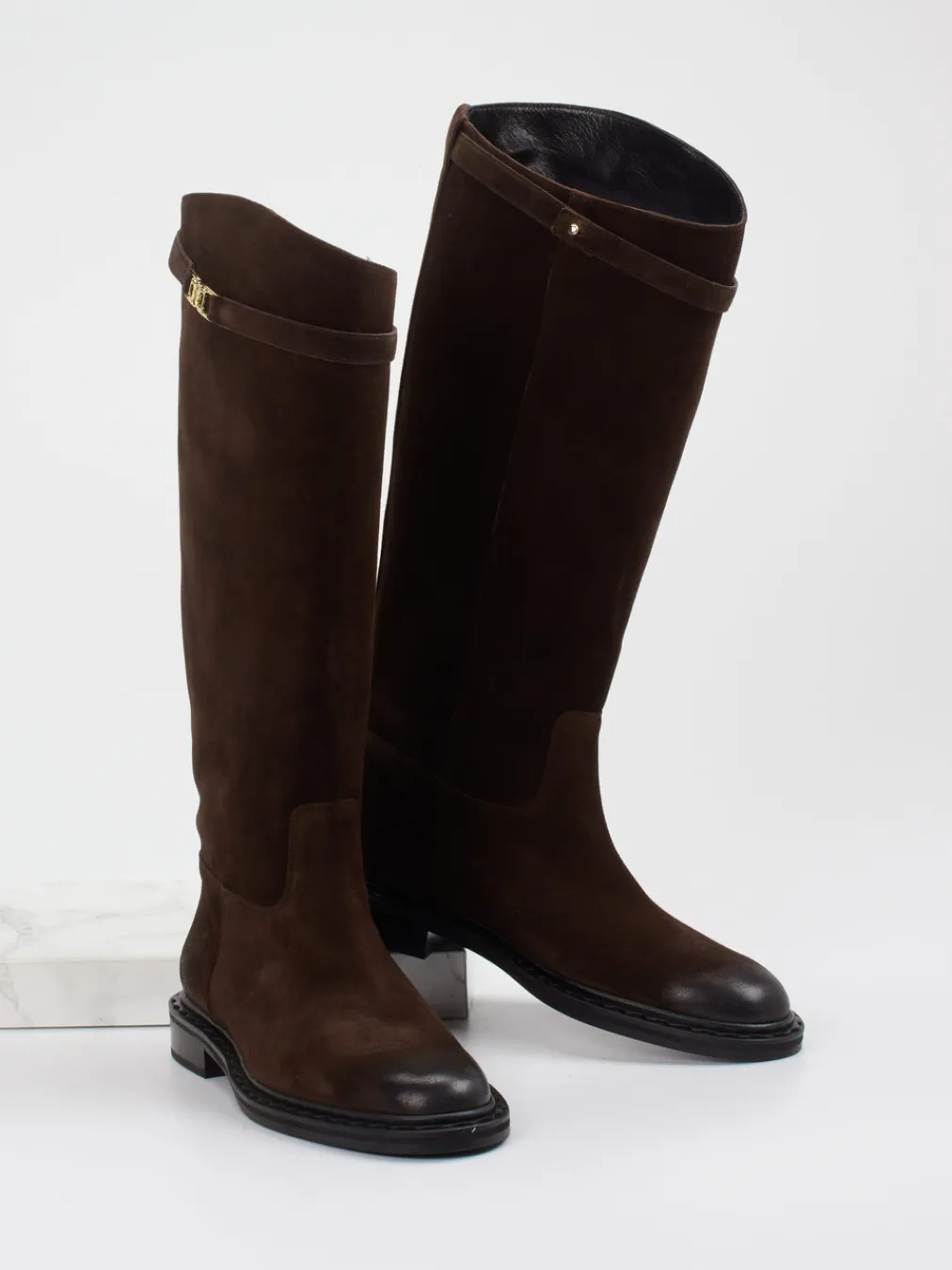 Kennel & Schmenger – Kniehohe Stiefel aus Veloursleder Dunkel-Kennel u0026 Schmenger New