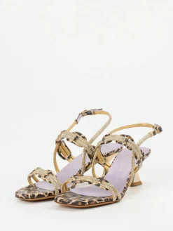 – Abendsandalette aus geprägtem Leder goldfarben-Konstantin Starke Sale