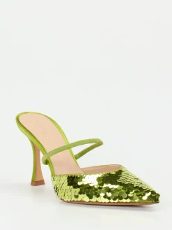 – Mules aus Metallic-Satin Limetten-Konstantin Starke