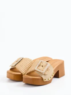 – Plateau-Pantolette aus Veloursleder und Bast-Konstantin Starke Discount