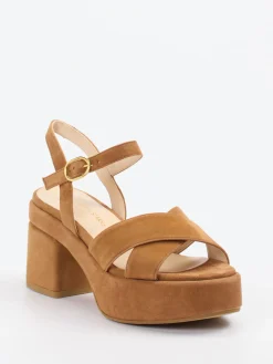 – Plateau-Sandaletten aus Veloursleder Cognac-Konstantin Starke Discount