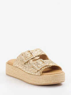 – Plateau-Pantolette aus Flechtleder goldbeige-Konstantin Starke Outlet
