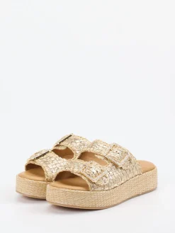 – Plateau-Pantolette aus Flechtleder goldbeige-Konstantin Starke Outlet