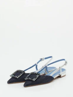 – Slingpumps aus Textil und Metallicleder-Konstantin Starke Outlet