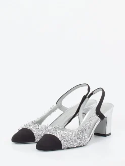 – Slingpumps aus Metallicleder Silber-Konstantin Starke New