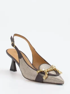 – Slingpumps aus Textil mit Schmuckdetail-Konstantin Starke Discount