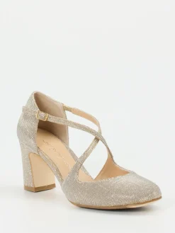 – Spangenpumps aus Glitzer-Textil Champagner-Konstantin Starke Sale