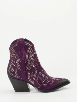 – Western-Stiefeletten aus Veloursleder Violett-Konstantin Starke Sale