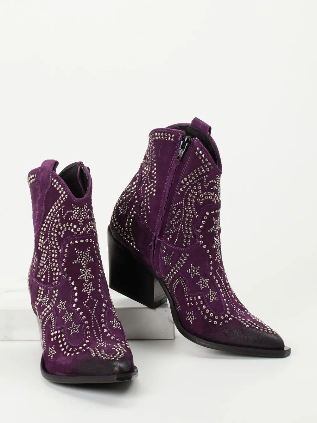 – Western-Stiefeletten aus Veloursleder Violett-Konstantin Starke Sale