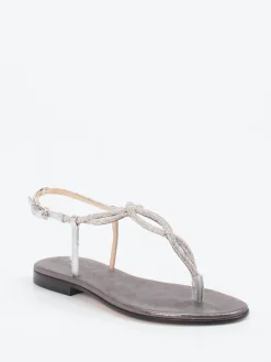 – Zehentrenner-Sandale aus Metallicleder-Konstantin Starke Outlet