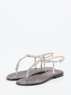 – Zehentrenner-Sandale aus Metallicleder-Konstantin Starke Outlet