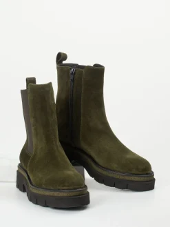 – Chelsea Boots aus Veloursleder Oliv-Mannori Hot