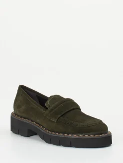 – Slipper aus Veloursleder Oliv-Mannori Hot