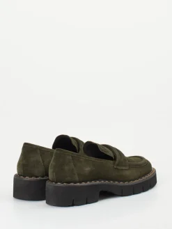 – Slipper aus Veloursleder Oliv-Mannori Hot