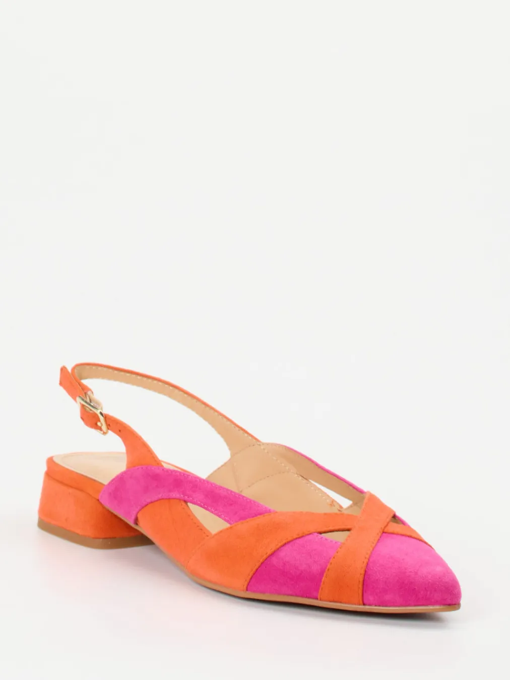 – Slingback-Ballerinas aus Veloursleder pink-orange-Maripé Clearance