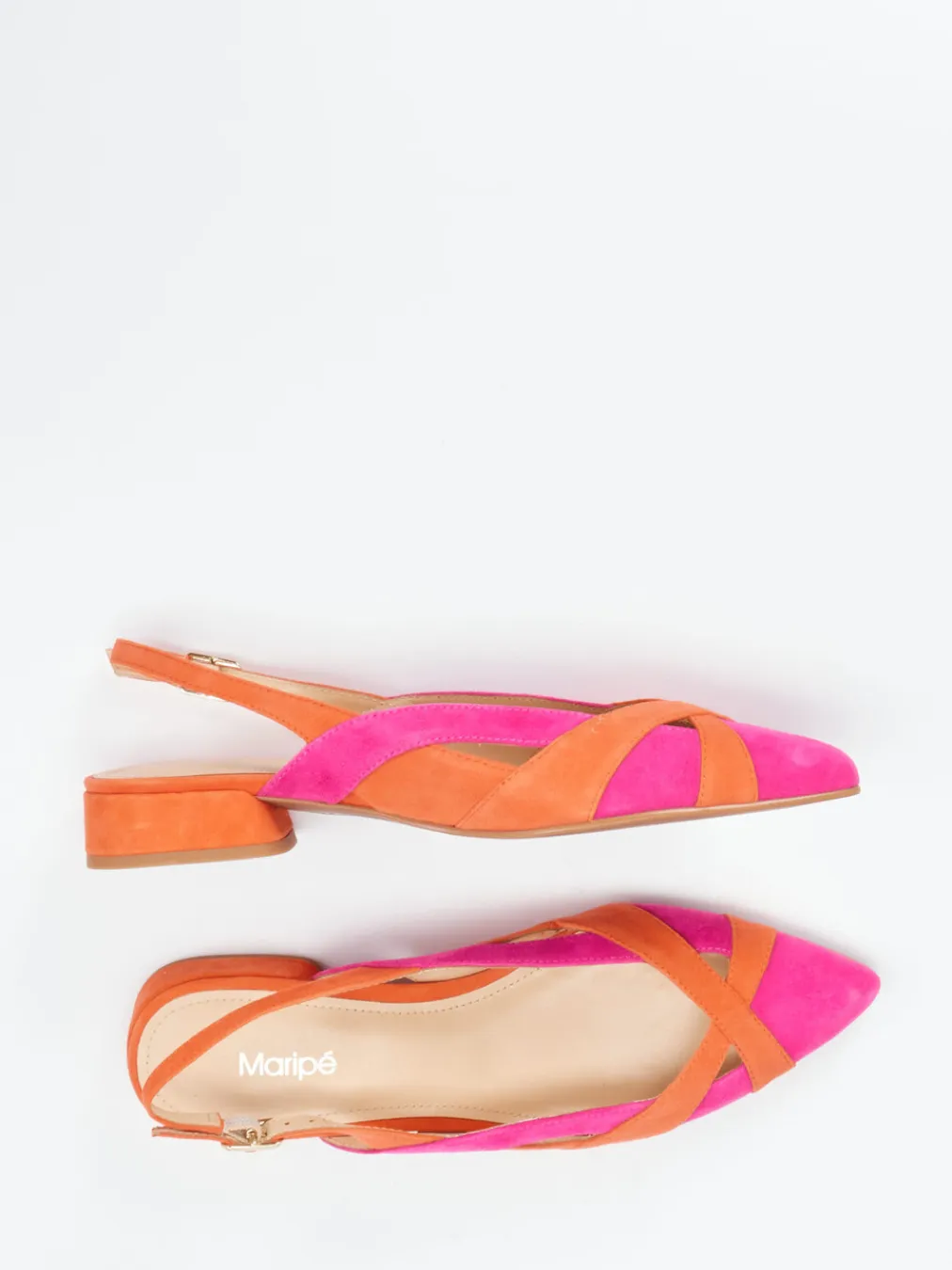 – Slingback-Ballerinas aus Veloursleder pink-orange-Maripé Clearance