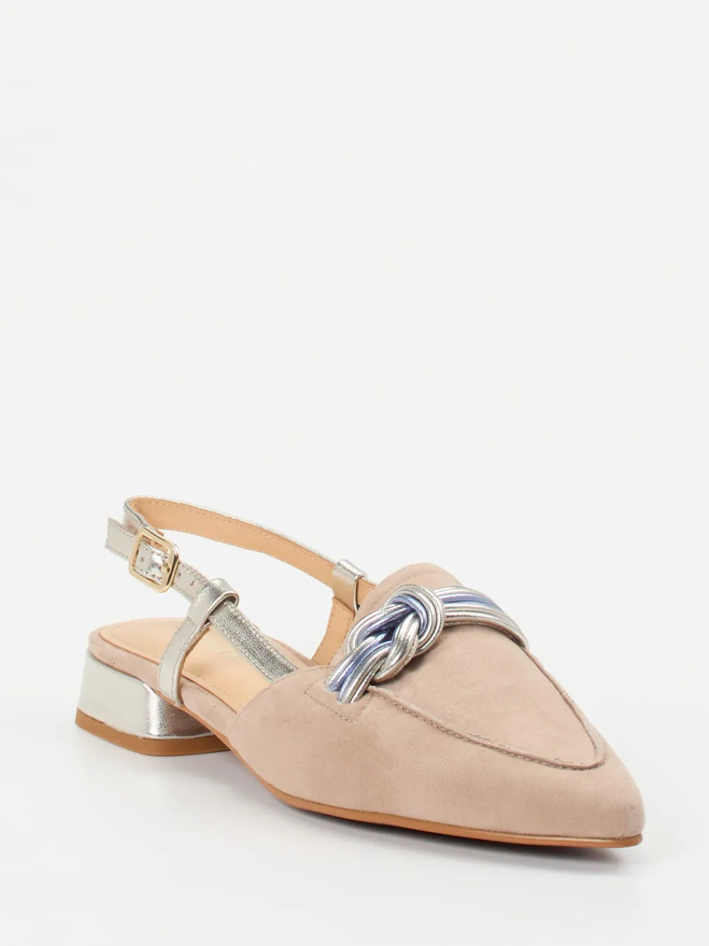 – Slingpumps aus Veloursleder -Metallic-Maripé New