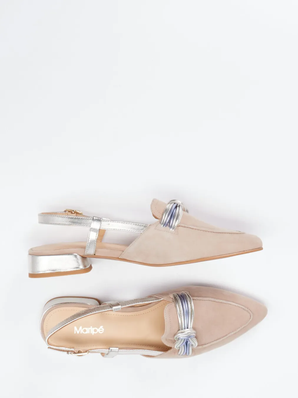 – Slingpumps aus Veloursleder -Metallic-Maripé New