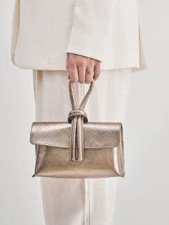 – Clutch aus Metallicleder in Bronzegold-Marlon Firenze Discount