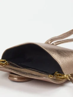 – Clutch aus Metallicleder in Bronzegold-Marlon Firenze Discount