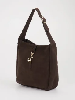 – Hobo Bag aus Kalbleder Dunkel-Marlon Firenze