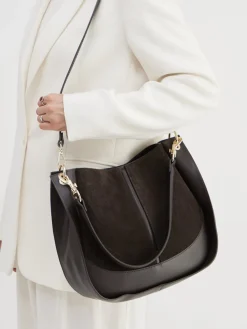 – Hobo Bag aus Kalbleder Dunkel-Marlon Firenze Outlet